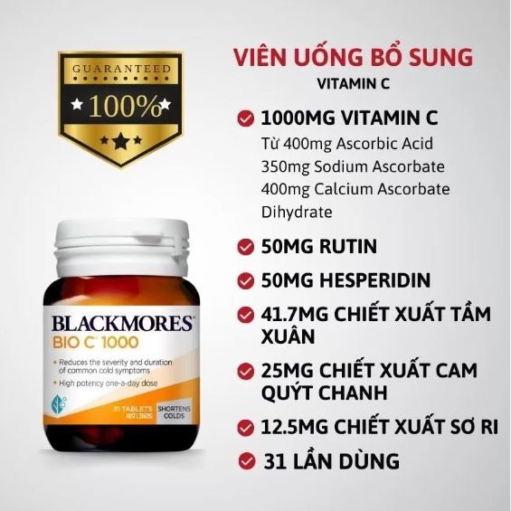 Viên Uống Blackmores Bổ Sung Vitamin Bio C 1000mg 31 viên
