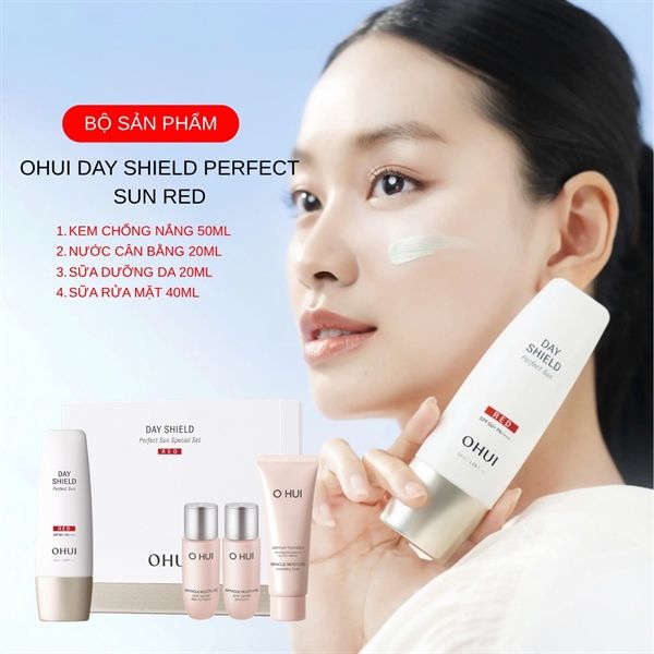 Bộ Sản Phẩm Chống Nắng Dưỡng Da Ohui Day Shield Perfect Sun Red