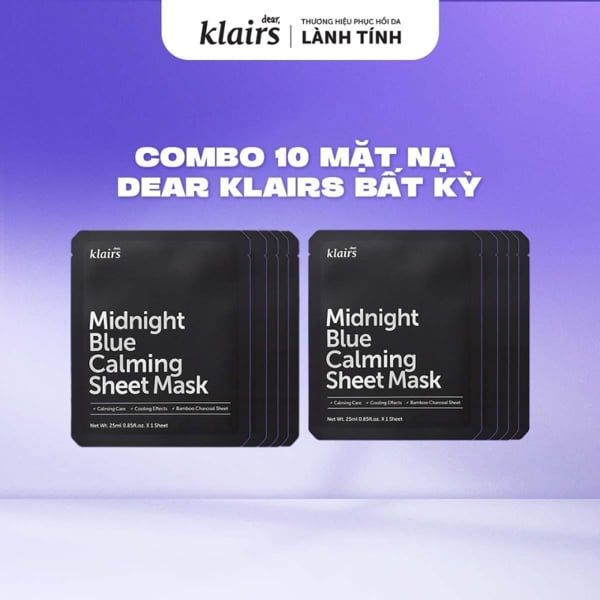 Mặt Nạ Dear Klairs Dưỡng Ẩm Và Phục Hồi Da Midnight Blue Calming Sheet Mask 25ml