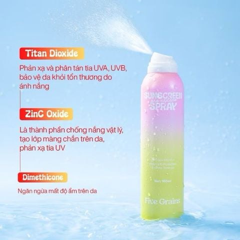 Xịt Chống Nắng Five Grains ProXylane Nâng Tông SPF 50+ PA++++ 160ml