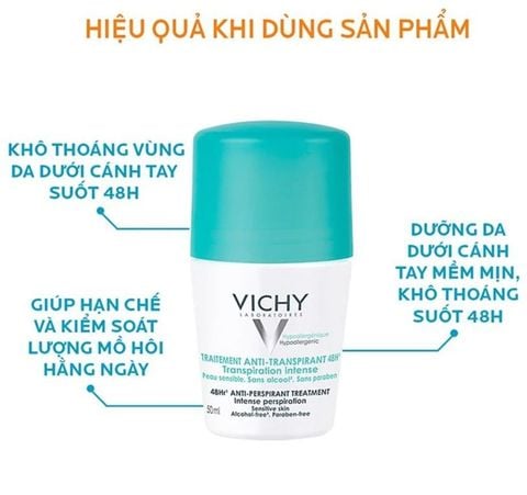 Lăn Khử Mùi Vichy Traitement Anti-Transpirant 48H 50ml