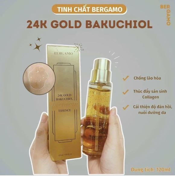 Tinh Chất Bergamo 24k Gold Bakuchiol Premium Essence 120ml