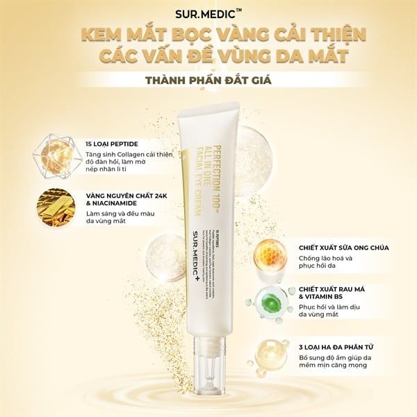 Kem Dưỡng Mắt Giảm Nếp Nhăn Ngăn Lão Hóa Sur.Medic+ Perfection 100™ All In One Facial Eye Cream 35ml