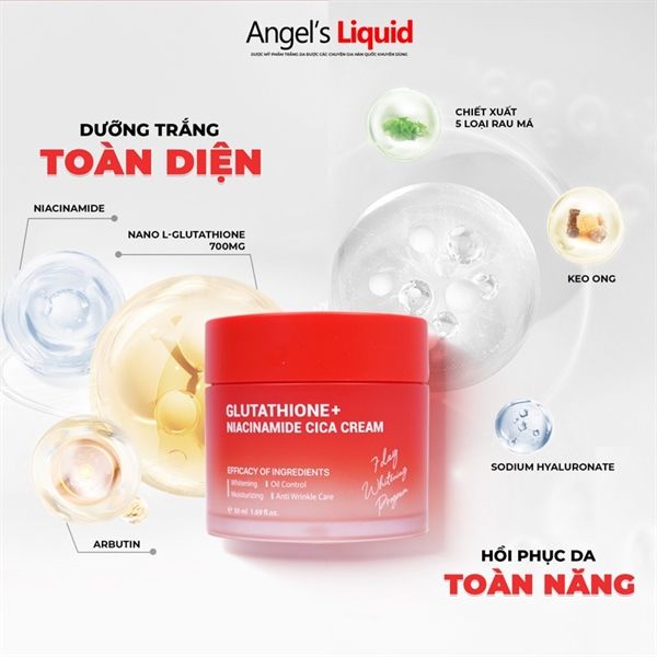 Kem Dưỡng Trắng Angel's Liquid Glutathione Plus Niacinamide Cica 50ml