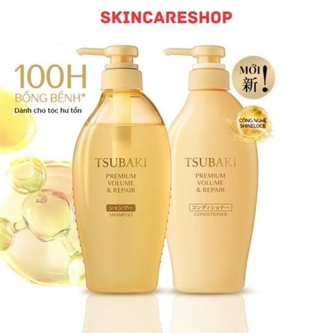 Bộ Gội Xả Cho Tóc Bồng Bềnh Tsubaki Premium Volume & Repair Shampoo 450ml