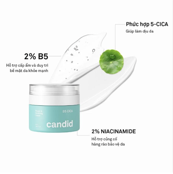 Kem Dưỡng Ẩm Phục Hồi Da Candid B5 CICA Repair & Soothing Cream