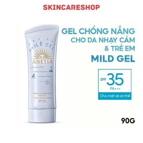Chống Nắng Anessa Dạng Gel Dành Cho Da Nhạy Cảm Và Trẻ Em Mineral UV Sunscreen Mild Gel SPF35/PA+++ 90g