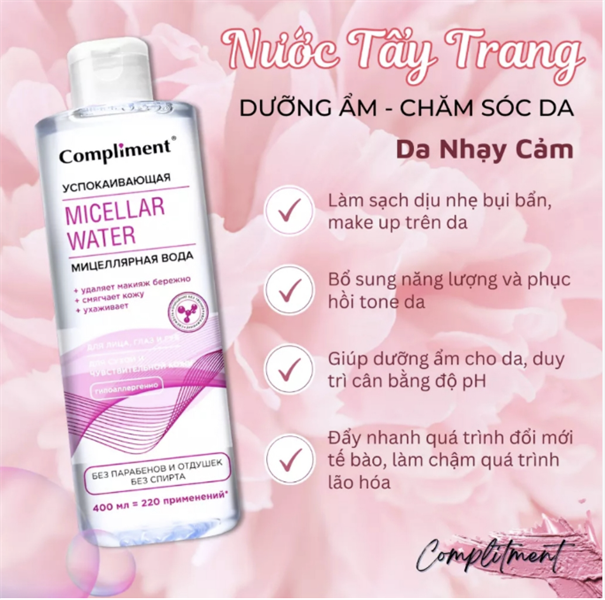 Nước Tẩy Trang Compliment 3in1 Micellar Water 400ml