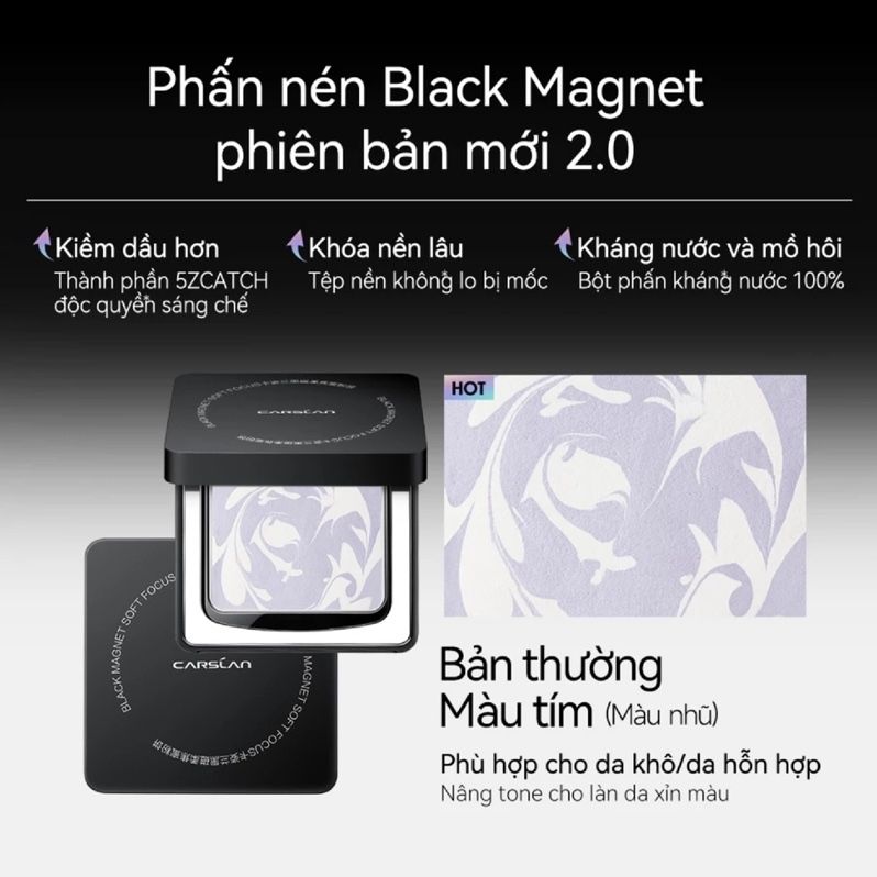Phấn Phủ Carslan 2.0 Dạng Nén Black Magnet Soft Focus Powder 8g