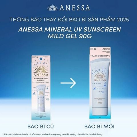 Chống Nắng Anessa Dạng Gel Dành Cho Da Nhạy Cảm Và Trẻ Em Mineral UV Sunscreen Mild Gel SPF35/PA+++ 90g