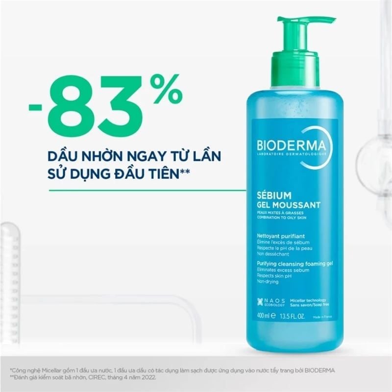 Gel rửa mặt tạo bọt Bioderma Sebium Gel Moussant