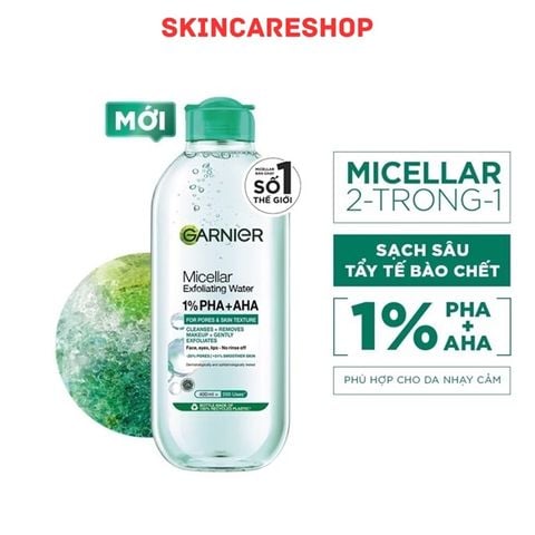 Nước Tẩy Trang Garnier Micellar Exfoliating Water 1% PHA + AHA 400ml