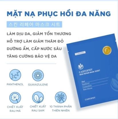 Mặt Nạ Cấp Ẩm, Làm Dịu Và Phục Hồi Caryophy Skin Repair Mask Sheet 25g