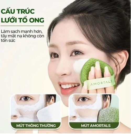 Bông Rửa Mặt Bọt Biển Dạng Giọt Nước Amortals Wash To Smile Face Washing Pluff