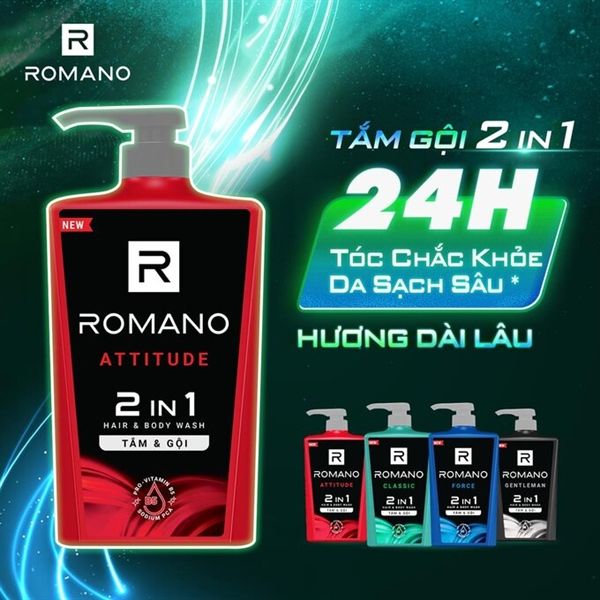 Tắm Gội Romano 2in1 Hair & Body Wash Hương Nước Hoa 650g