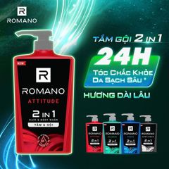 Tắm Gội Romano 2in1 Hair & Body Wash Hương Nước Hoa 650g