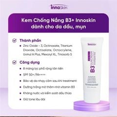 Kem Chống Nắng Phổ Rộng Innoskin B3 Suncream SPF50+ PA++++ 50ml