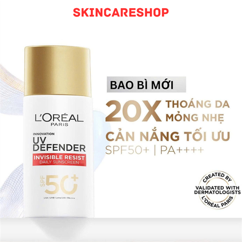 Kem Chống Nắng L’oreal Paris X20 UV Defender Serum Invisible Fluid SPF+ 50++++ 50ml