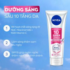 Dưỡng Thể Nivea Extra Bright 10 Super Vitamins & Skin Foods Glow Perfection Body Serum 170ml
