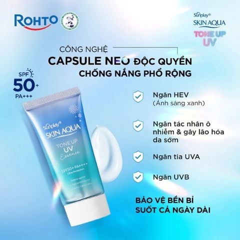 Tinh chất chống nắng Sunplay Skin Aqua Tone Up UV Essence Blue 50ml