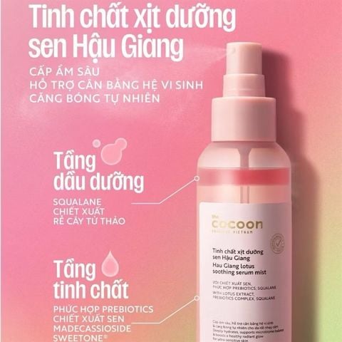 Tinh Chất Xịt Dưỡng Cocoon Lotus Soothing Serum Mist Sen Hậu Giang 100ml