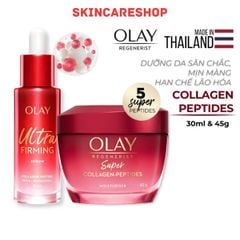 Bộ Đôi Kem Dưỡng OLAY Super Collagen Peptides 45g & Serum OLAY Ultra Firming 30ml