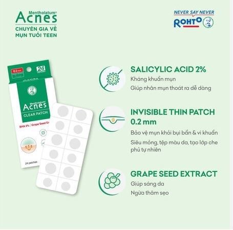 Miếng Dán Mụn Acnes Clear Patch Giúp Giảm Mụn Sưng Viêm 24 Miếng