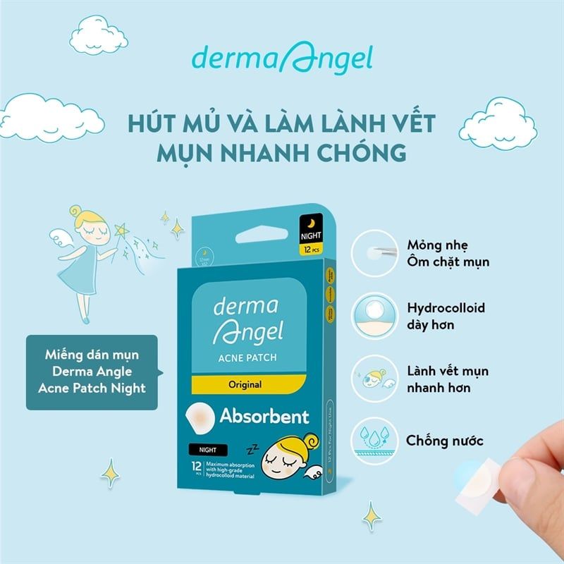 Miếng Dán Mụn Derma Angel Acne Patch 12 Miếng