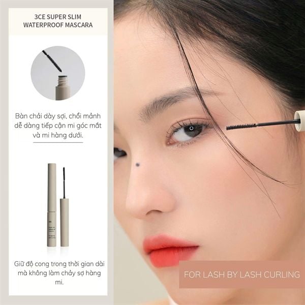 Chuốt Mi 3CE Super Slim Waterproof Mascara Black 3g