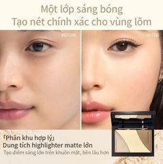 Bảng Phấn Tạo Khối Và Highlight 3 Màu Mooekiss Three-Color Contouring Palette 9g