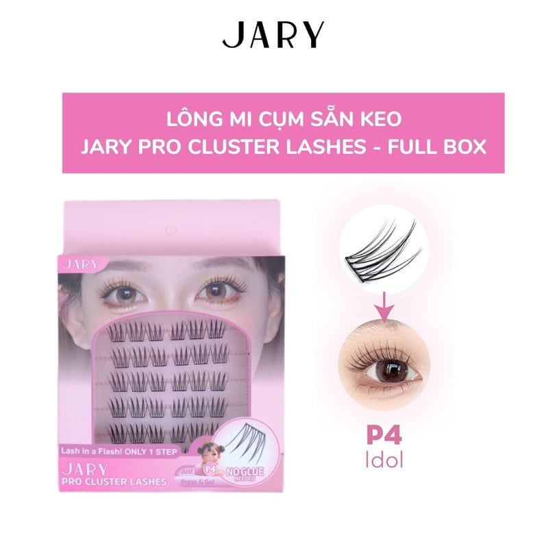 Lông Mi Cụm Có Sẵn Keo Jary Pro Cluster Lashes Hộp Nhựa 6 Hàng