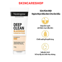 Sữa Rửa Mặt Neutrogena Deep Clean Blackhead Eliminating Daily Scrub 100g