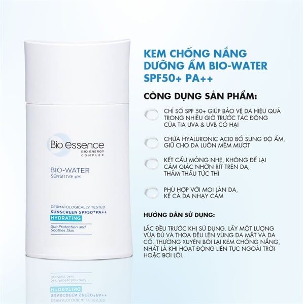 Kem Chống Nắng Bio-Essence Vitamin B5 Hyaluronic Acid 40ml
