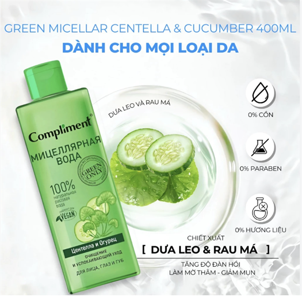Nước Tẩy Trang Compliment 3in1 Micellar Water 400ml