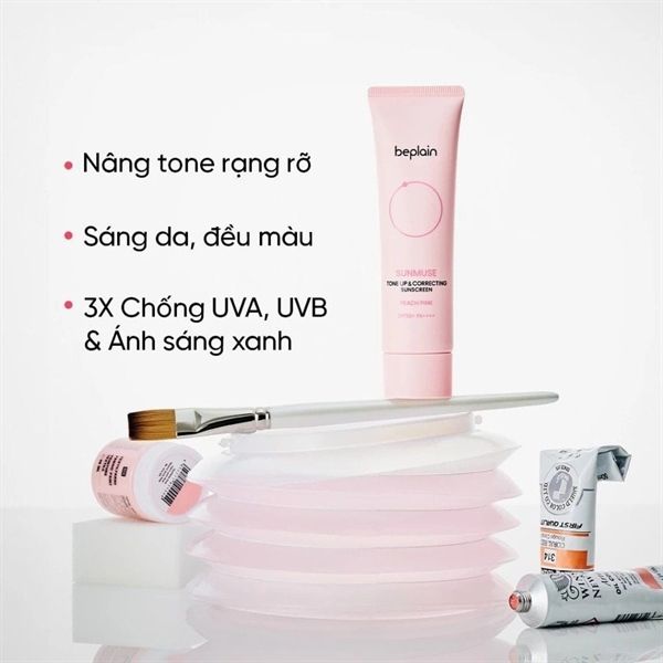Kem Chống Nắng Beplain Sunmuse Tone Up & Correcting Sunscreen Peach Pink SPF50+ PA++++ 50ml