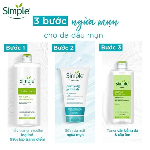Sữa rửa mặt Simple Daily Skin Detox Purifying Facial Wash 150ml