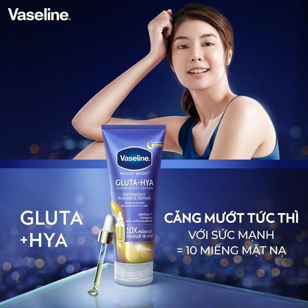 Dưỡng Thể Vaseline Gluta-Hya Serum Burst Lotion Overnight Radiance Repair 70ml