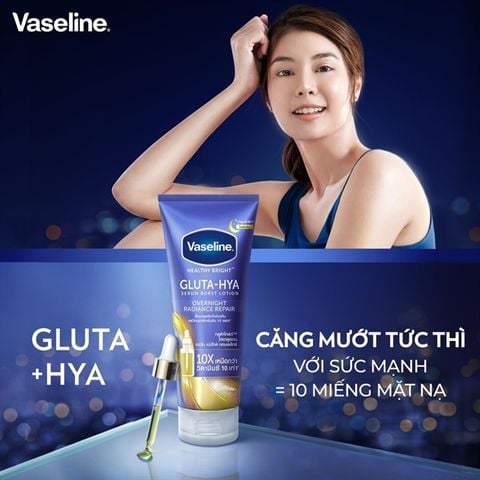Dưỡng Thể Vaseline Gluta-Hya Serum Burst Lotion Overnight Radiance Repair 70ml