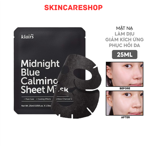 Mặt Nạ Dear Klairs Dưỡng Ẩm Và Phục Hồi Da Midnight Blue Calming Sheet Mask 25ml