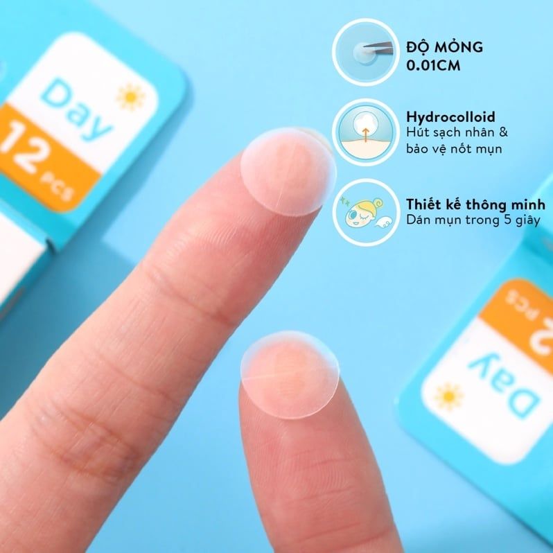Miếng dán mụn Derma Angel Acne Patch Dùng Cho Ngày & Đêm 18 Miếng
