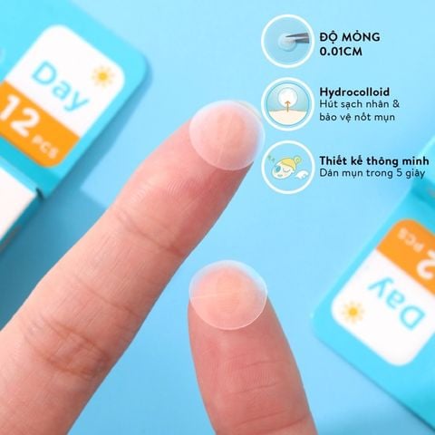 Miếng dán mụn Derma Angel Acne Patch Dùng Cho Ngày & Đêm 18 Miếng