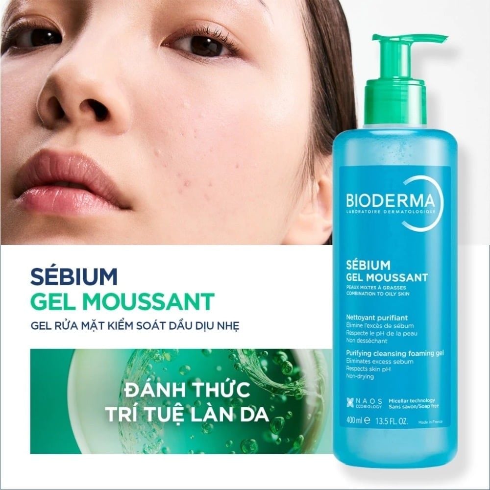 Gel rửa mặt tạo bọt Bioderma Sebium Gel Moussant