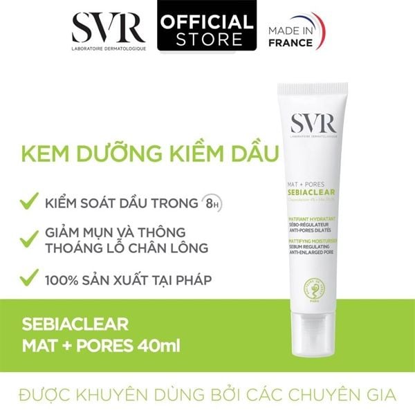 Kem Dưỡng Giảm Mụn SVR Sebiaclear Mat + Pores 40ml