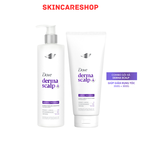 Bộ Gội Xả Dove Derma Scalp Hairfall Recovery Strengthening Shampoo 350g + Conditioner 300g