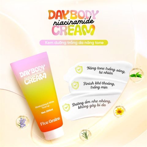 Kem Body Nâng Tông Five Grains Day Body Niacinamide Cream 200ml