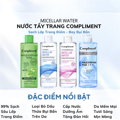 Nước Tẩy Trang Compliment 3in1 Micellar Water 400ml