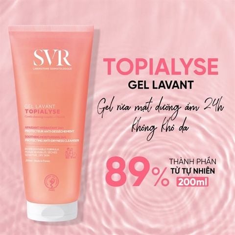 Gel Rửa Mặt Và Tắm Giúp Làm Mịn Và Dưỡng Ẩm Da SVR Topialyse Gel Lavant 200ml