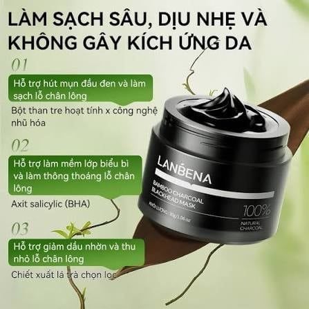 Mặt Nạ Lột Mụn Lanbena Bamboo Charcoal Blackhead Mask 30g