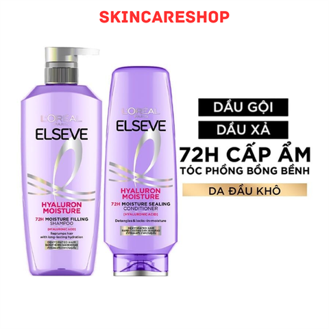 Bộ Gội Xả Dành Cho Da Đầu Khô L'Oreal Paris Elseve Hyaluron Moisture 72H Moisture Filling (620ml + 375ml)