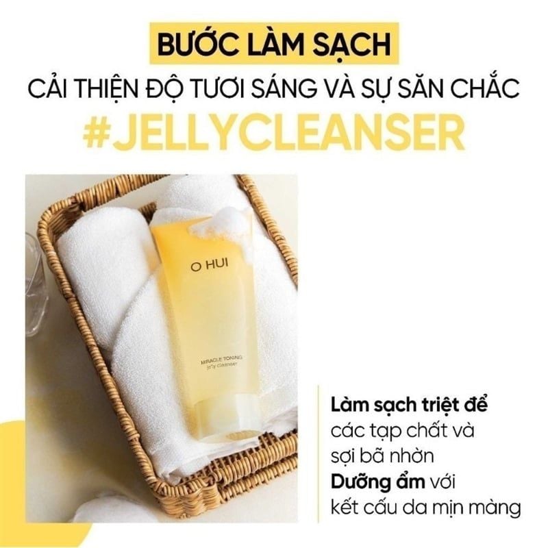 Sữa Rửa Mặt Dạng Gel OHUI Miracle Toning Jelly Cleanser 180ml